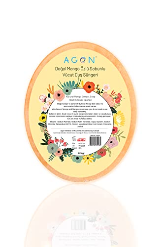 Mango Özlü Sabunlu Doğal El Yapımı Vücut Duş Süngeri, 125 g