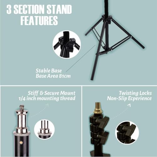 Image of Adjustable Tripod Stand for Mobile & Camera, 360 Rotation, Height Adjustable, Lightweight & Sturdy, Compatible with iPhone, Android, DSLR, Ring Light for Video Recording