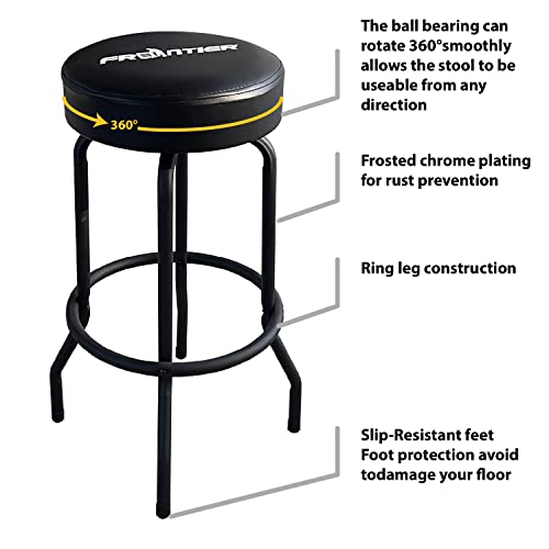 kingwolfox Garage Shop Stool Bar Stool Swivel Mechanic Stool for Garage Workshop with Padded Swivel Shop Seat, Chrome Plated Legs, Slip Resistant Work Stool- 300lb Capacity - Thumbnail 4