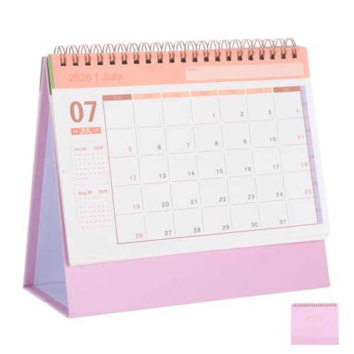 Calendario de escritorio 2025-2026 mensual rosa pequeño de mesa para oficina