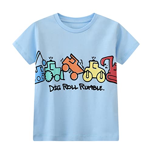 Image of Toddler Boys' Short Sleeve Tees Cotton Casual Graphic Crewneck Summer Top Clothes T-Shirts