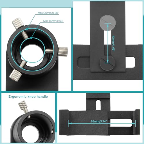 Tydeux Microscope Lens Smartphone Adapter- Smartphone Adapter is Easy to Align Eyepiece and Phone Camera - for Microscope Eyepiece Tube 16mm - 25mm