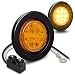 2pc 2.5" Amber Round Trailer LED Marker Lights [DOT Approved] [Reflector Lens][13 LED] [Grommet] [Flush-Mount] [Waterproof IP67] Marker Lights for Trailer Truck