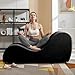 ijuicy Modern Chaise Lounge for Stretching, Relaxation, Meditation - Velvet Material, Curved Design, Suitable for Bedroom, Living Room-Black