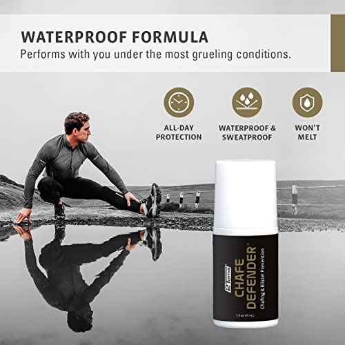 2Toms Chafe Defender, Military Grade All-Day Anti Chafe and Blister Prevention, Waterproof and Sweatproof Protection from Chafing and Skin Irritation, 1.5 Oz Bottle