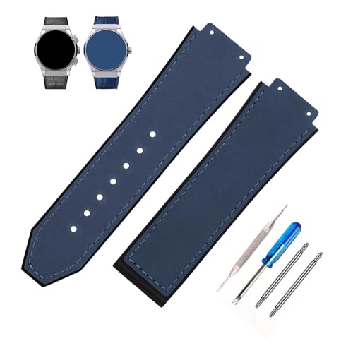 MMBAY Big Bang Ersatz-Uhrenarmbänder aus Gummi, mattiert, 25 mm, passend für Hublot, 19 mm x 25 mm x 22 mm, Big Bang Uhrenarmband (ohne Metallschnalle), für Damen und Herren, Marineblau mattiert