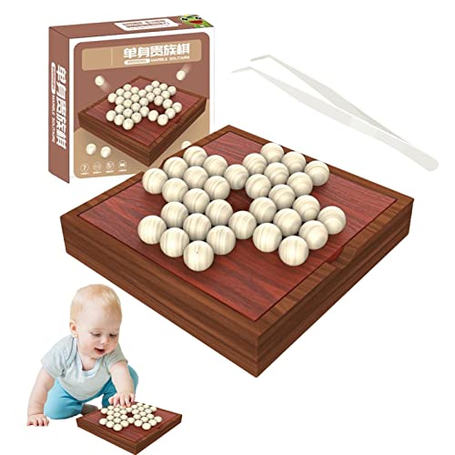 木製ソリティア ボード ゲーム | 子供の大人のためのウッドペグソリティアボードゲーム | 装飾ボード コーヒーテーブル用 1人用ボードゲーム