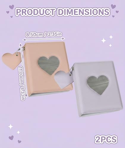 Image of 2 PCS Mini Photocard Binder, Compact Photo Album for Collectors, Organize K-Pop Cards and Memories, Portable 3 Inch Photo Storage, Set of Two in Pink and Purple Colors