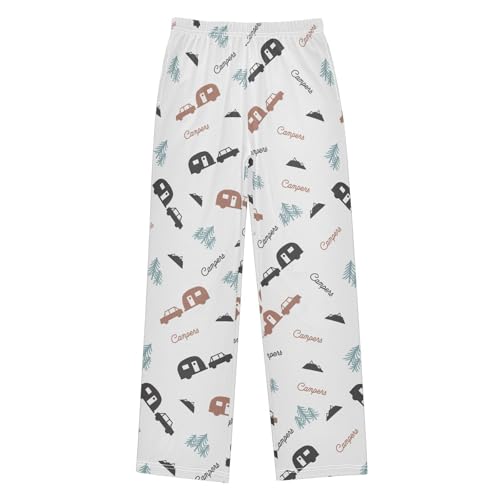 CaTaKu Boys Van Truck Camping Pants for Boys Girls Wide Leg Sweatpants Kids Long Bottoms with Pockets Size 6-14Y