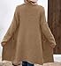 Kenhansion Long Double Breasted Wool Coats for Women Lightweight Lapel Open Front Trench Jacket Fashion Sweater with Pockets (Khaki,Large)