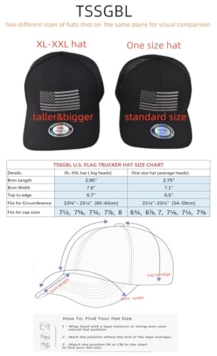 Image of TSSGBL USA Flag Trucker Hat - OSFM & XXL Big Head Fit, Adjustable Mesh Snapback American Patriotic Baseball Cap
