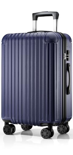 ABISTAB Voyager Hartschalen Reisekoffer mittelgroß 66x45x27cm, Handgepäck Koffer, leicht Rollkoffer mit 4 Rollen, Zahlenschloss, Koffer & Trolleys, Dunkelblau
