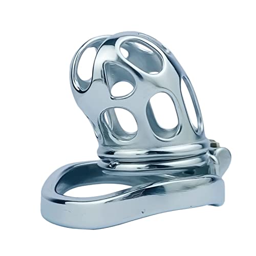 Buntune Edelstahl Keuschheitskäfig Herren Metall Peniskäfig Male Keuschheitsgürtel Cock Cage Penis Käfige Chastity Device Extrem Sklaven Keuschheit Bondage SM Sexspielzeug für Männer(Bogenring-45mm)
