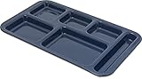 Carlisle FoodService Products Plastic Meal Tray Righ-Handed Heavyweight Lunch Tray with 6-Compartments for Schools, Cafeterias, and Dining Halls, Melamine, 15 x 9 Inches, Dark Blue