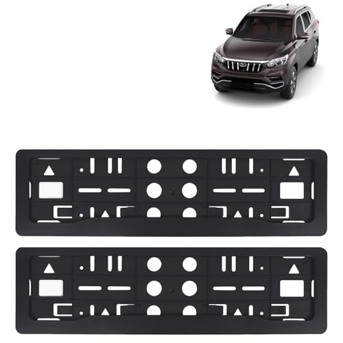 Image of KINGSWAY Alturas G4 Car Number Plate Frames for All 2018 Onwards Models of Mahindra Car Registration Plate Holders, Black Licence Plate Covers (Front and Rear), Universal Size 51.5 x 14.5 cm