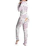 Christmas Onesie Pajamas for Women Butt Flap Adults Jumpsuit Deep V Neck Sexy Bodysuit Printed Funny Romper Sleepwear,Ribbed Bodysuit for Women Jumpsuit Hot Pink S