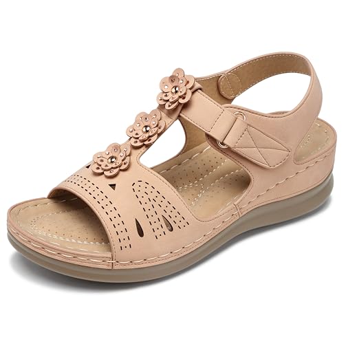 Image of SHIBEVER Dressy Wedge Women Sandals: Comfortable Arch Support Summer Sandal