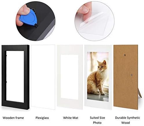 Outgeek Picture Frames, Multiple Black Photo Frames, Collage Wall Gallery Frame at Size 8x10 5x7 4x6 with Mat for Tabletop or Wall (Pack of 6)