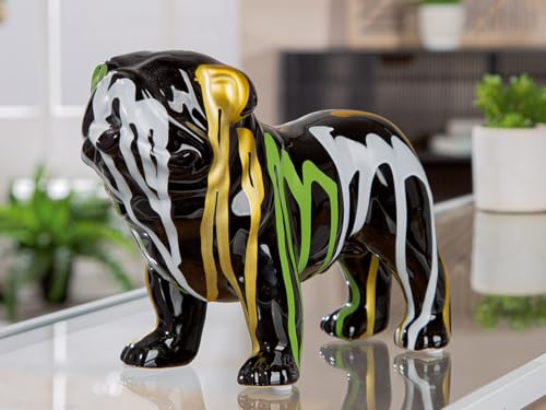 Pack Of 2 Figure, Dog, Ceramics, Black, Pu 2, L. 10 Cm, W. 22 Cm, H. 16 Cm