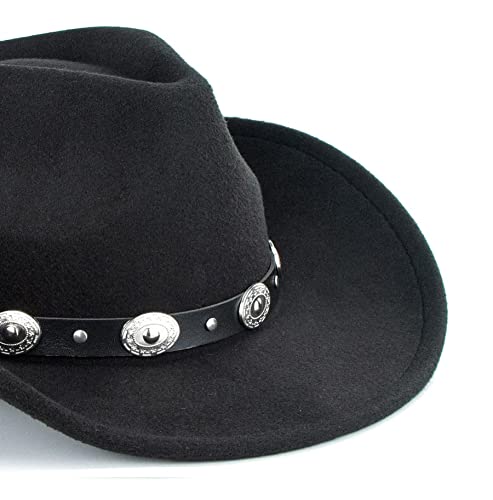 Classic Western-Cowboy-Hat Men Womens Wide Brim Cowgirl Hats Felt Fedora Hat (S-M) #TOP6