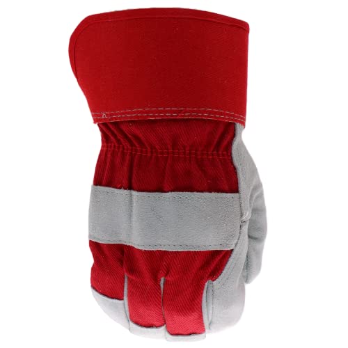 Boss Men's Guard Split Cowhide Leather Palm Work Gloves, Safety Cuff, Leather Knuckle Strap, Wing Thumb, Abrasion Resistant, Red/Gray, X-Large (B71011-Xl) #TOP1