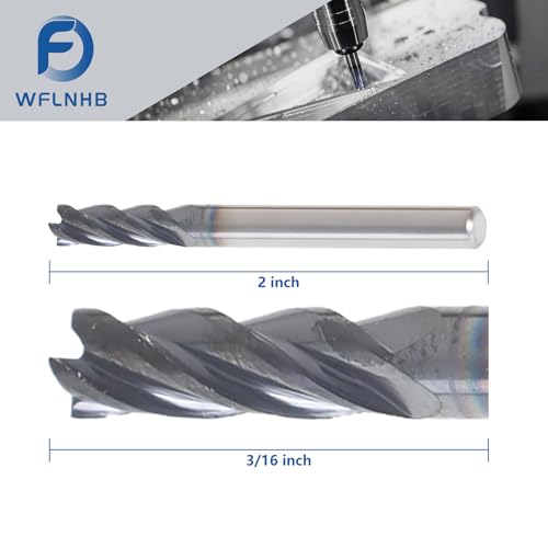 Image of WFLNHB 5PCS 3 /16 Inch 4 Flute Helix Carbide End Mill Fit for Machining Flat Surfaces Steps Grooves Formed Surfaces and Cutting Workpieces on Milling Machines