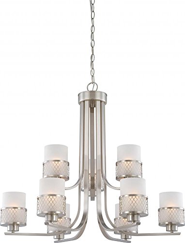 Nuvo 60/4689 Fusion Two Teir Brushed Nickel Nine Light Chandelier