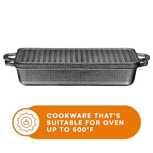Bruntmor 3-In-1 Pre-Seasoned Cast Iron Pan With Reversible Grill Griddle Lid thumb #5