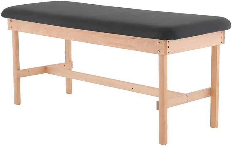 72" Medical Examination Table, Wooden Frame with Navy Cushion, Treatment Bench for Massage and Physical Therapy (Black)