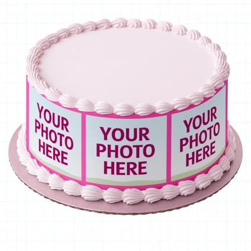 Personalized Edible Cake Wrap Strips – Set of 3 Custom Photo Templates – Add Your Images – Cake Side Strips for Birthday Parties & Celebrations