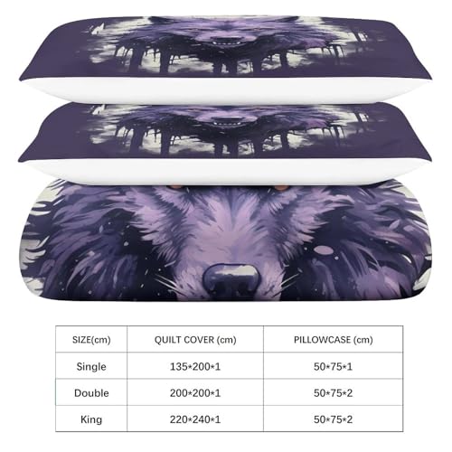 Parure de lit loup imprimé animal 3D haute définition 3 pièces 200x200 - 7