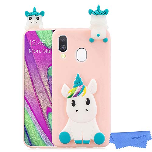 HopMore Unicornio Panda Funda para Samsung Galaxy A40 2019 Silicona Dibujo 3D Carcasa Divertidas Kawaii Case Ultrafina Antigolpes Caso Protección Cover Gracioso para Chicas Mujeres - Unicornio Rosa