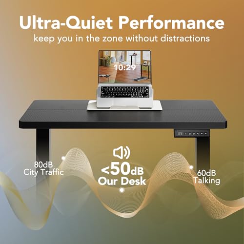 Image of HUANUO Electric Standing Desk, 48 inch x 24 inch Height Adjustable Desk, 4 Memory Height Settings, Sit to Stand Up Desk for Home Office, with Headphone Hook, Cable Manager, Walnut