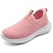 STQ Girls Shoes Kids Slip on Sneakers Running Tennis Barefoot Sports Non Slip Athletic Children's Arch Support Teenage Fashion School Walking Children Youth Memory Foam Fall Pink Size 5 Big Kid