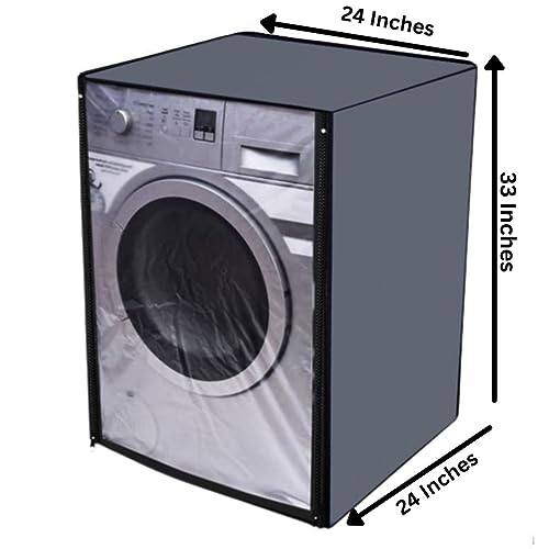 Image of Waterproof & Dustproof Front Loading Washing Machine Front Clear Cover Suitable for Normal IFB 6.5kg, 7 Kg, 7.5Kg & 8kG / 61X61X84cm Washing Machines (Grey) (5, grey)