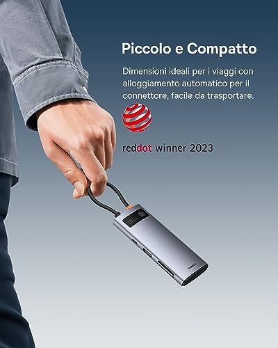 Baseus Hub USB C 7 in 1 Adattatore con HDMI 4K@60Hz, PD 100W, 3 USB-A 3.0 5Gbps, Lettore Schede SD/TF, Docking Station per Computer Portatili per MacBook/Surface Pro/iPad/Steam Deck/Rog Ally/Samsung 6 Baseus Hub USB C 7 in 1 Adattatore con HDMI 4K@60Hz, PD 100W, 3 USB-A 3.0 5Gbps, Lettore Schede SD/TF, Docking Station per Computer Portatili per MacBook/Surface Pro/iPad/Steam Deck/Rog Ally/Samsung - immagine 6