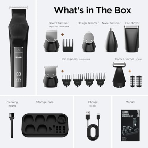 Yineel HC600 Beard Trimmer for Men All in One Cordless Grooming Kit Waterproof Electric Ra - image 9
