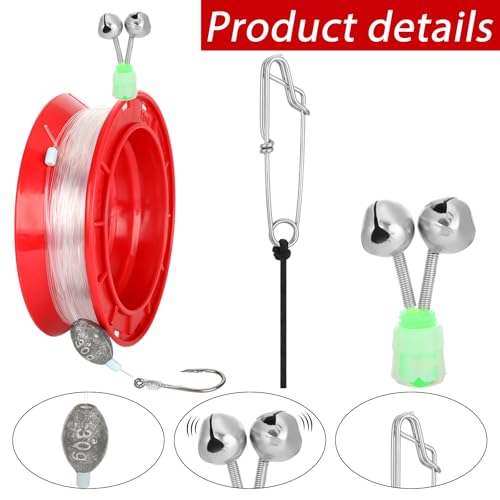 Kit Completo Roowest Carrete Manual 6 Pulgadas con Línea 42# 35m, Timbre y Cordón de Seguridad para Pesca en Orilla miniatura 3