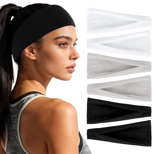 Image of YARIEW 6Pcs Headbands Paisley Bandanas Head Bands Sweat Band Hair Wrap Headwrap Fashion Boho Wide Thick Workout Yoga Elastic Headbands Mens Cooling Running Sports Headband Sweatbands for Women and Men