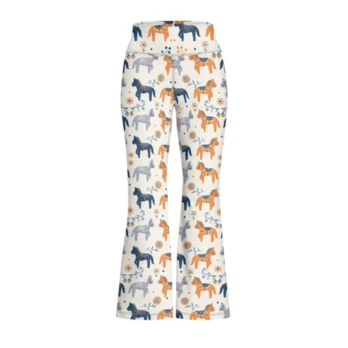 Horse Pattern Flare Yoga Pants for Girl High Cut Legging Tummy Control Kids Long Trousers Casual Bell Bottom Sweatpants2