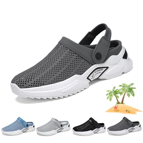 Jerrycherries Orthopedic Shoes, 2024 Men Orthopedic Hollow Out Summer Sandals, Non-Slip Breathable Mesh Sandals for Indoor Outdoor Casual Men Beach Slippers(Color:Dark Grey,Size:US 10)