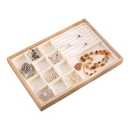 runnerequipment Présentoir multifonction en bambou pour bagues, boucles d'oreilles, bracelets, colliers, bijoux empilables Cover