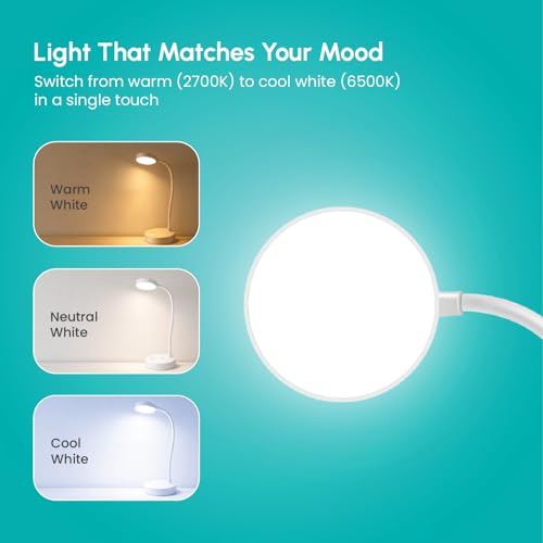 Image of wipro Jade Table Lamp | Rechargable LED Desk Light with 360 Flexible Gooseneck | Type-C Charging | Color Tunable & Adjustable Brightness | Minimalist Design for Bedroom, Office & Study | Pack of 2