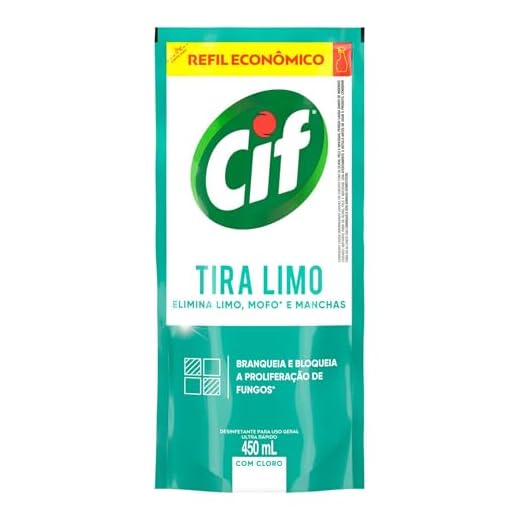 Cif Desinfetante Para Uso Geral Tira-Limo Com Cloro Sachê 450Ml Refil Econômico