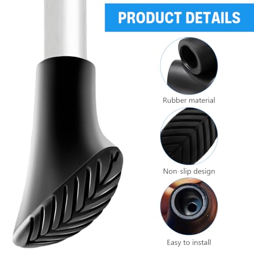 Image of Proberos 4 Pcs Trekking Pole Tips, Super Anti-Slip Wear-Resistant Rubber Walking Stick Replacement Tips with Slanted Cut for Hiking, Trekking & Outdoor Walking, Universal Fit 11mm Open Dia