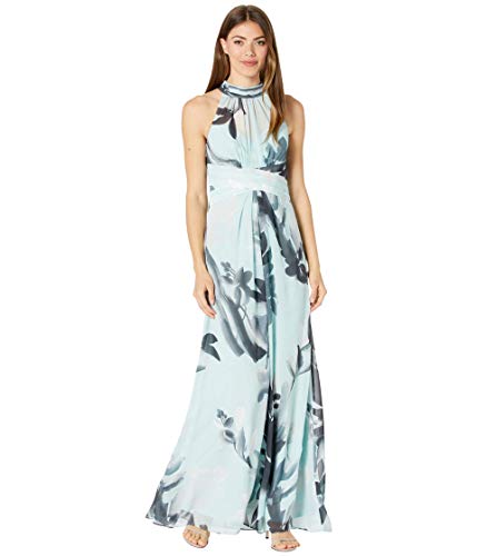 Image of Adrianna Papell Women's Printed Chiffon Halter Gown