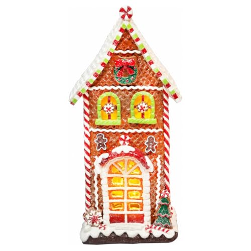 MOMENTS IN TIME Gingerbread Village House LED Light Up Christmas Decoration 12.9” Handcrafted Polyresin Holiday Décor Battery Operated Christmas Village Scene Gift Packaging Included
