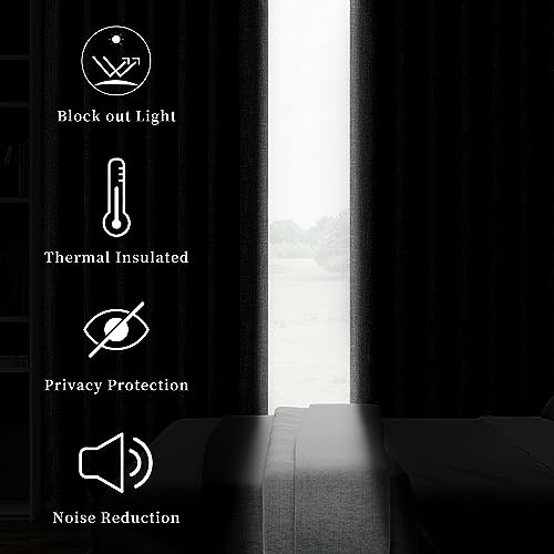 Central Park Pinch Pleated Full Blackout Curtain Panels Linen Texture Thermal Insulated Window Treatment Sets with Back Tab for Farmhouse Living Room Bedroom Drape with Hooks, 40"x95"x2, Dark Grey by Central Park - Image 7