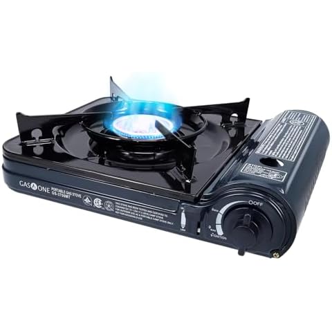 GAS ONE NEW 10,000 BTU CSA List Portable Butane Gas Stove with Carrying Case CSA Listed- Midnight Cover