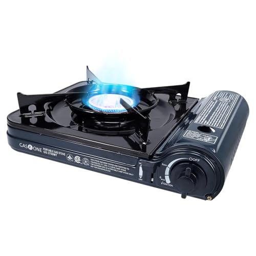GAS ONE NEW 10,000 BTU CSA List Portable Butane Gas Stove with Carrying Case CSA Listed- Midnight